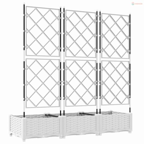Kerti cserép 3 pcs Fehér 120 x 40 x 125,5 cm Műanyag