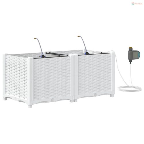 Kerti cserép 2 pcs Fehér Műanyag