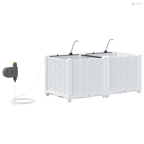 Kerti cserép 2 pcs Fehér Műanyag