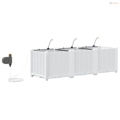 Kerti cserép 3 pcs Fehér Műanyag