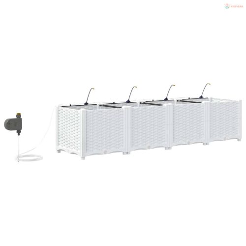 Kerti cserép 4 pcs Fehér Műanyag