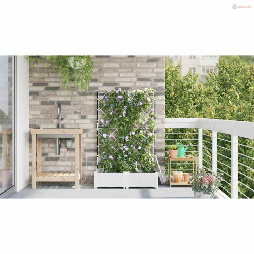 Kerti cserép 2 pcs Fehér Műanyag