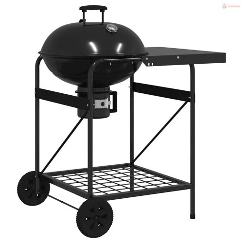 Kültéri grill kerékkel Fekete 91 x 71 x 107 cm Fém