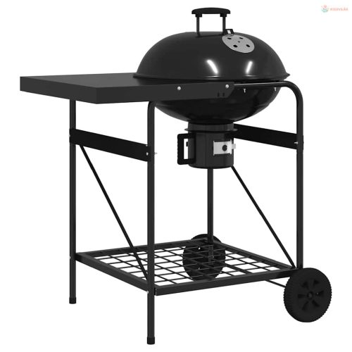 Kültéri grill kerékkel Fekete 91 x 71 x 107 cm Fém