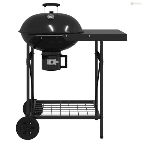 Kültéri grill kerékkel Fekete 91 x 71 x 107 cm Fém