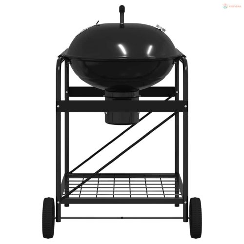Kültéri grill kerékkel Fekete 91 x 71 x 107 cm Fém