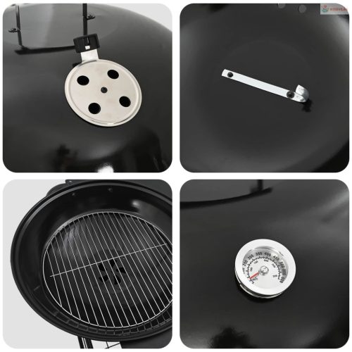 Kültéri grill kerékkel Fekete 91 x 71 x 107 cm Fém