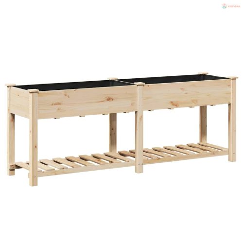 Kerti cserép polcokkal Bézs 203 x 53 x 76,5 cm Szilárd fenyőfa