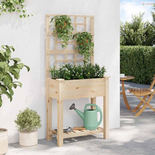 Kerti cserép polcokkal Bézs 71 x 38 x 152 cm Szilárd fenyőfa