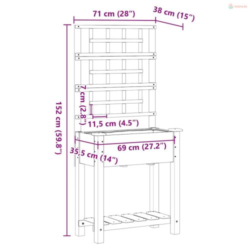 Kerti cserép polcokkal Bézs 71 x 38 x 152 cm Szilárd fenyőfa