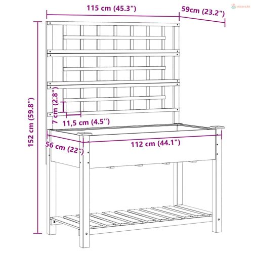 Kerti cserép polcokkal Bézs 115 x 60,5 x 153 cm Szilárd fenyőfa