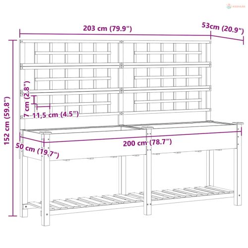 Kerti cserép Bézs 203,5 x 54 x 152,5 cm Szilárd fenyőfa