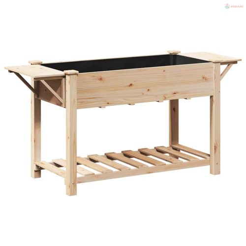 Kerti cserép polcokkal Bézs 155 x 59 x 76,5 cm Szilárd fenyőfa