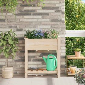   Kerti cserép polcokkal Bézs 71 x 37 x 76,5 cm Szilárd fenyőfa