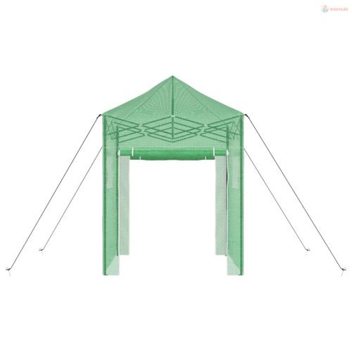 Üvegház pop-up kerettel tetővel Zöld 200 x 200 x 300 cm Vas