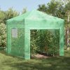 Üvegház pop-up kerettel tetővel Zöld 290 x 290 x 315 cm Vas