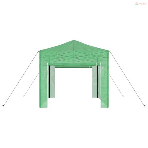 Üvegház pop-up kerettel tetővel Zöld 290 x 290 x 315 cm Vas