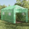 Üvegház pop-up kerettel tetővel Zöld 290 x 580 x 315 cm Vas