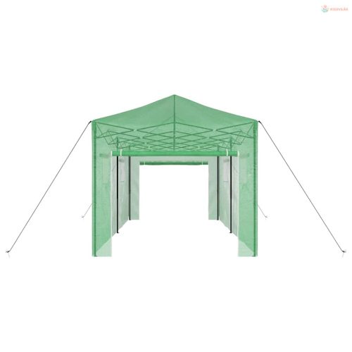 Üvegház pop-up kerettel tetővel Zöld 290 x 580 x 315 cm Vas