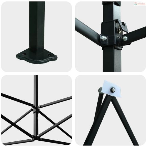 Üvegház pop-up kerettel tetővel Zöld 290 x 870 x 315 cm Vas