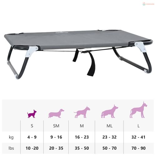 Kutyafekhely Világosszürke 70 x 46 x 18 cm Acél