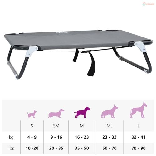 Kutyafekhely Világosszürke 80 x 55 x 18 cm Acél