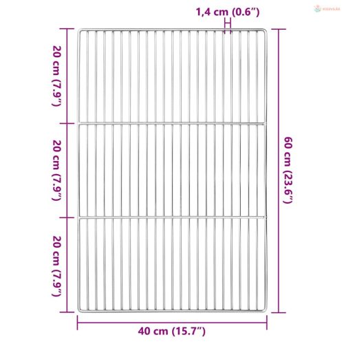 Grill rács Ezüst 60 x 40 cm Rozsdamentes acél