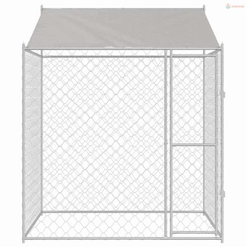 Kutya ketrec tetővel Ezüst 200 x 200 x 258 cm Acél és PE