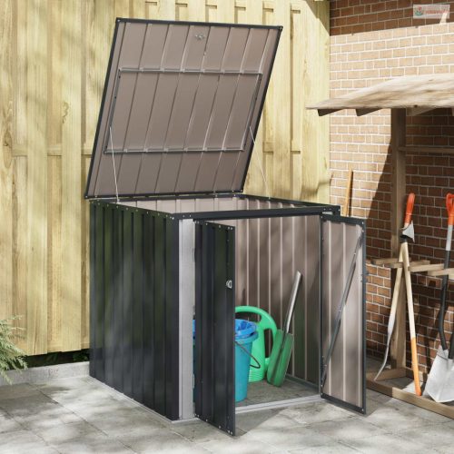 Kerti Tároló Doboz Fekete 101,5 x 107 x 100 cm Acél