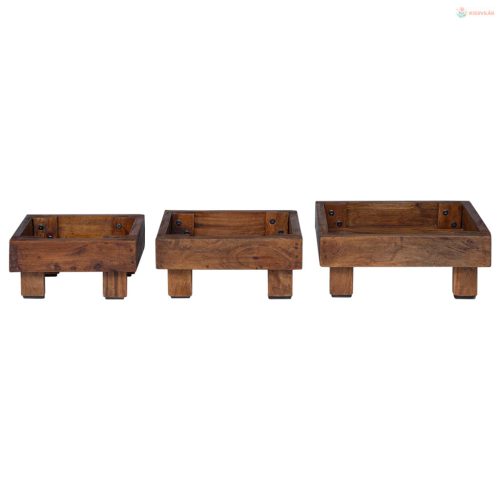 Növényállvány 3 pcs Barna Mahagóni fa