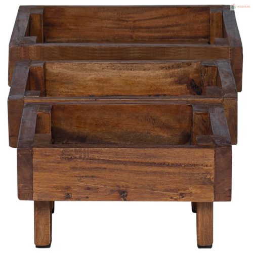 Növényállvány 3 pcs Barna Mahagóni fa