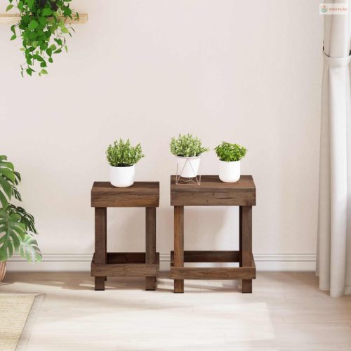 Növényállvány 2 pcs Barna 70 x 11 x 27 cm Mahagóni fa