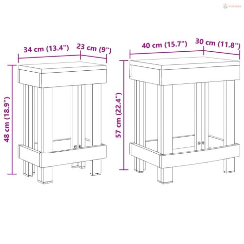 Növényállvány 2 pcs Barna 70 x 11 x 27 cm Mahagóni fa