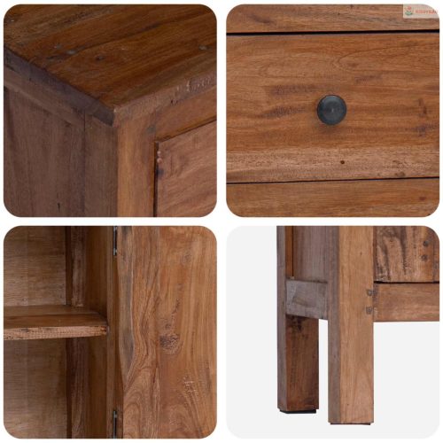 Növényállvány fiókkal ajtóval Barna 36 x 25 x 80 cm Mahagóni fa