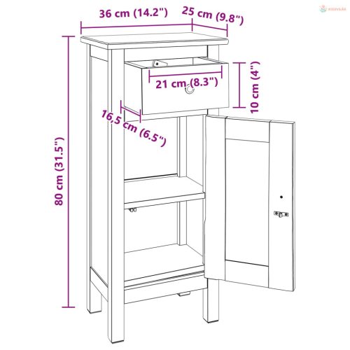 Növényállvány fiókkal ajtóval Barna 36 x 25 x 80 cm Mahagóni fa