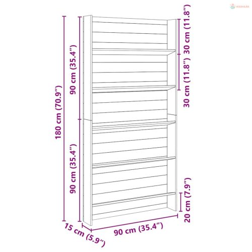 Növénypolcok Barna 90 x 15 x 180 cm Impregnált fenyőfa