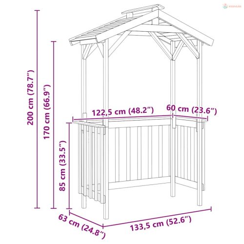Grillsátor 133,5 x 63 x 200 cm Impregnált fenyőfa