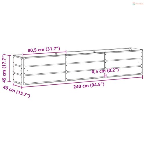 Növénytartó Világosszürke 240 x 40 x 45 cm Acél