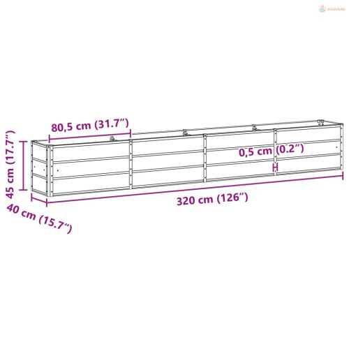 Növénytartó Világosszürke 320 x 40 x 45 cm Acél