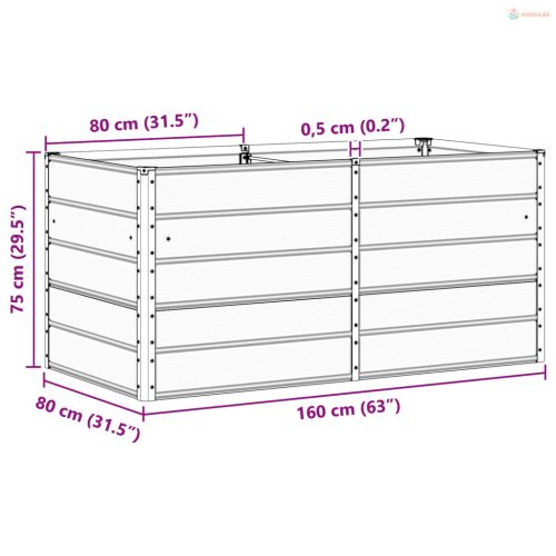 Növénytartó Világosszürke 160 x 80 x 75 cm Acél