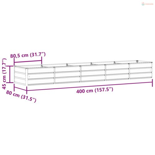 Növénytartó Világosszürke 400 x 80 x 45 cm Acél