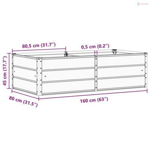 Növénytartó Antracit 160 x 80 x 45 cm Acél
