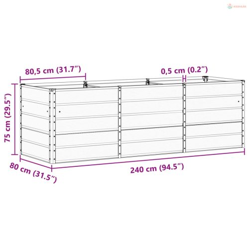 Növénytartó Antracit 240 x 80 x 75 cm Acél