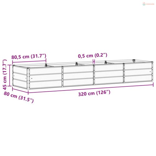 Növénytartó Antracit 320 x 80 x 45 cm Acél