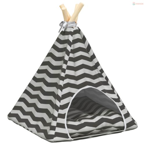Kiskedvenc teepee párnával Fehér és Szürke 40 x 40 x 50 cm