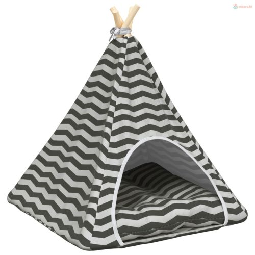 Kiskedvenc teepee párnával Fehér és Szürke 60 x 60 x 70 cm