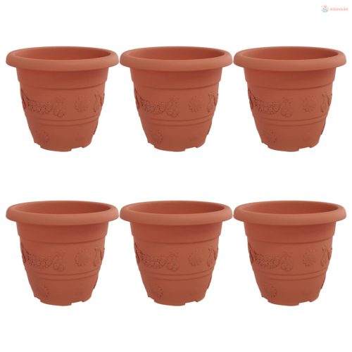 Kerek Virágcserép 6 pcs Tégla Vörös Ø 22 x 18 cm Műanyag