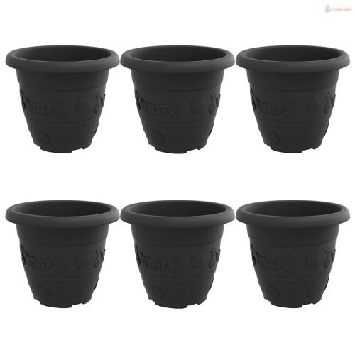 Kerek Virágcserép 6 pcs Fekete Ø 26 x 21,5 cm Műanyag