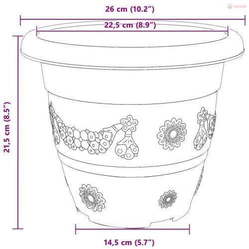Kerek Virágcserép 6 pcs Fekete Ø 26 x 21,5 cm Műanyag