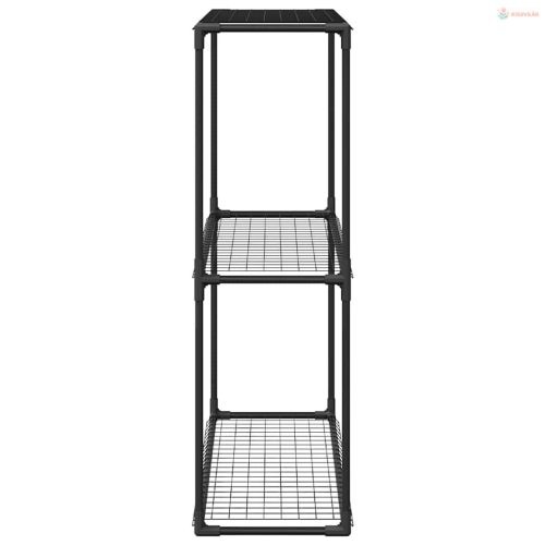 3-szintes növénypolc Fekete 100 x 32 x 102 cm Acél